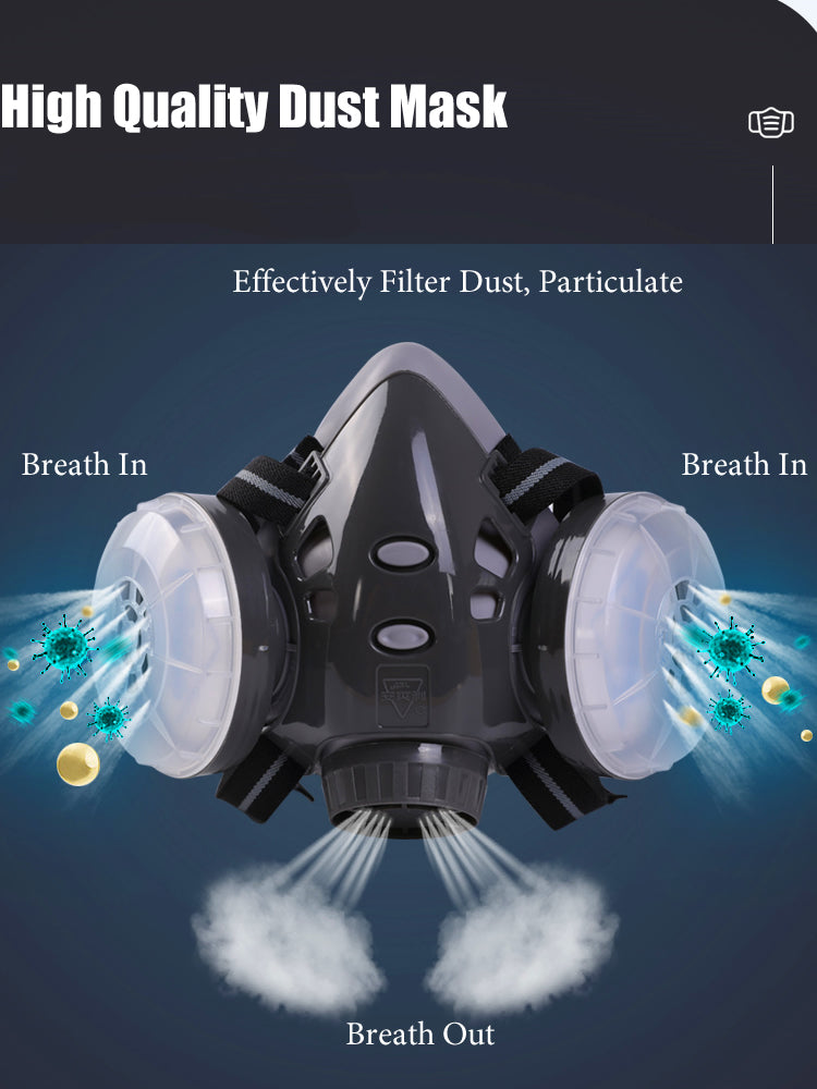 Dust Mask Respirator Dual Filter Half Face Mask With Safety Glasses