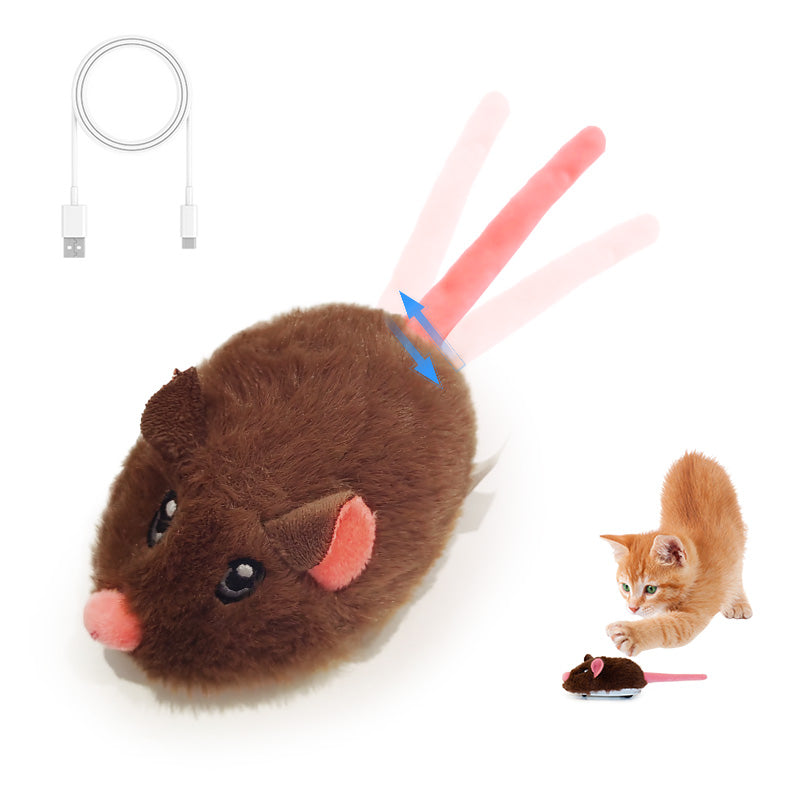 Rechargeable Motion Mouse Cat Toy for Kitten Mouse Sound Moving Mouse