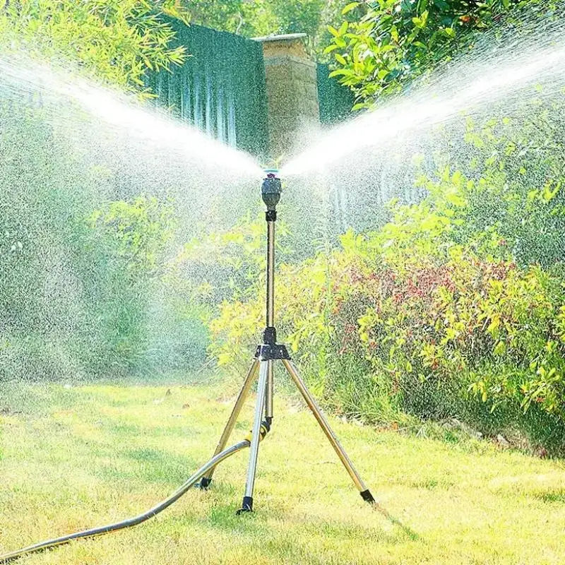 360-Degree Garden Automatic Rotating Sprinkler Stainless Steel Tripod Set