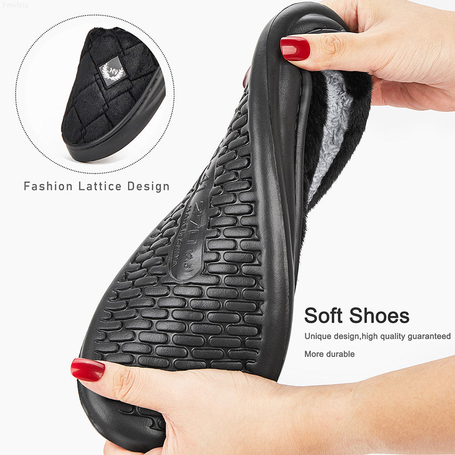 Men's House Slippers Furry Plaid cozy EVA Memory Foam Lightweight Casual Shoes