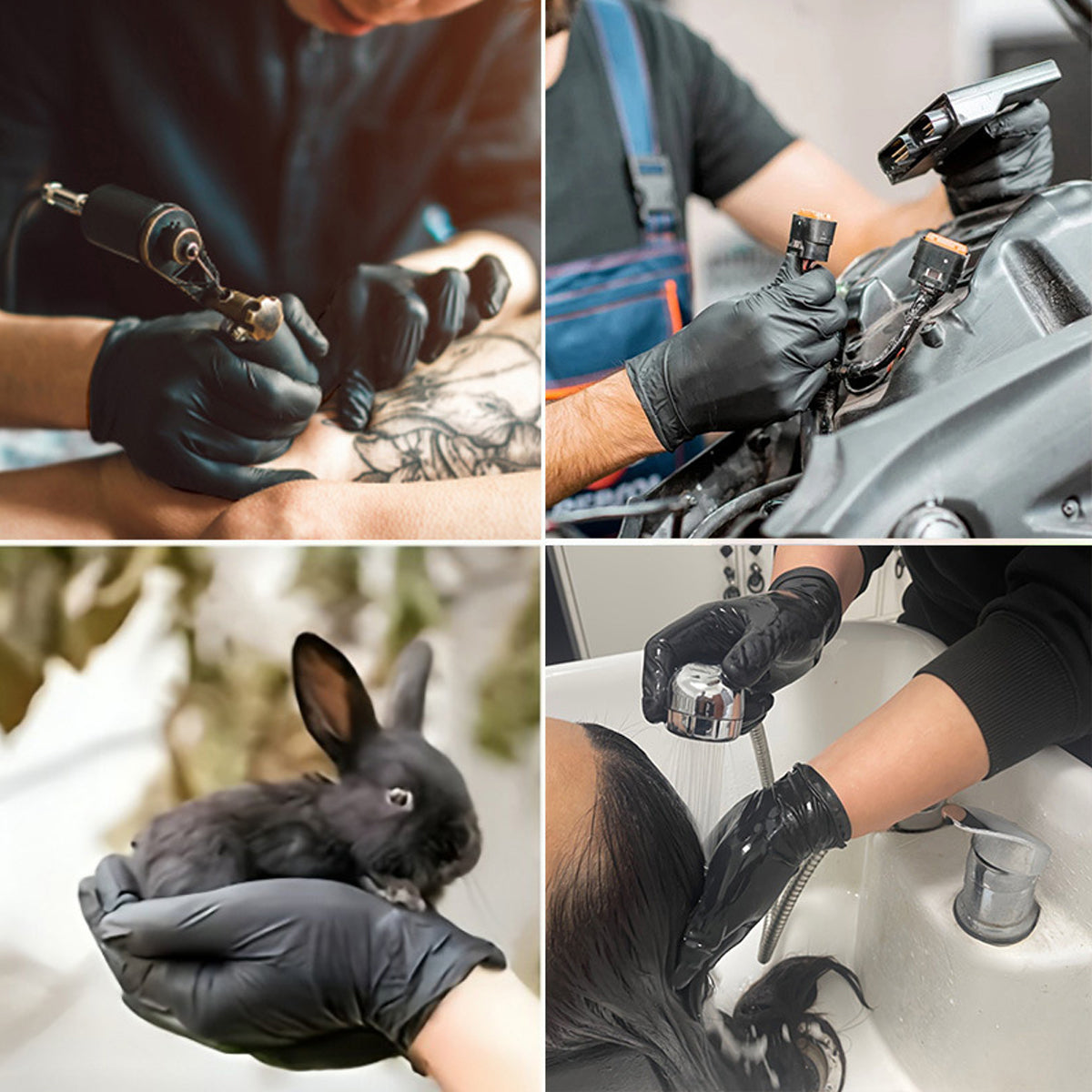 Heavy-Duty Black Disposable Nitrile Gloves