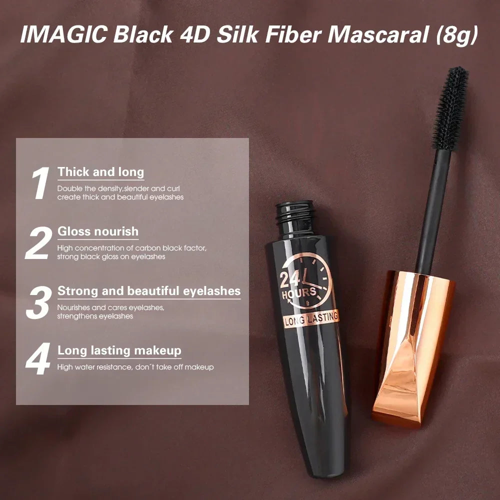 5D Waterproof Mascara Lengthens Eyelashes Extension Black Silk Fiber Mascara