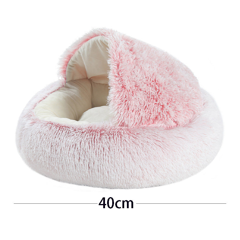 Cat Bed Pet Mattress Warm Soft Plush Pet Bed with Cover Round Cat Dog