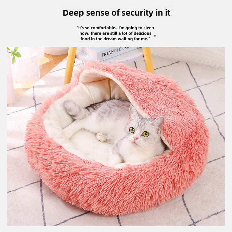 Winter warm shell semi-enclosed cat litter pet cat bed semi-enclosed
