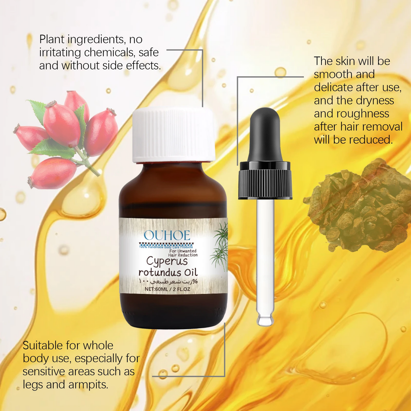 Pure Cyperus Rotundus Oil for Hair Removal