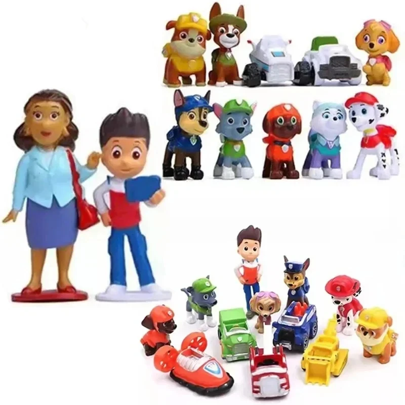 12Pcs Paw Patrol Figures Pawed Canina Anime cartoon