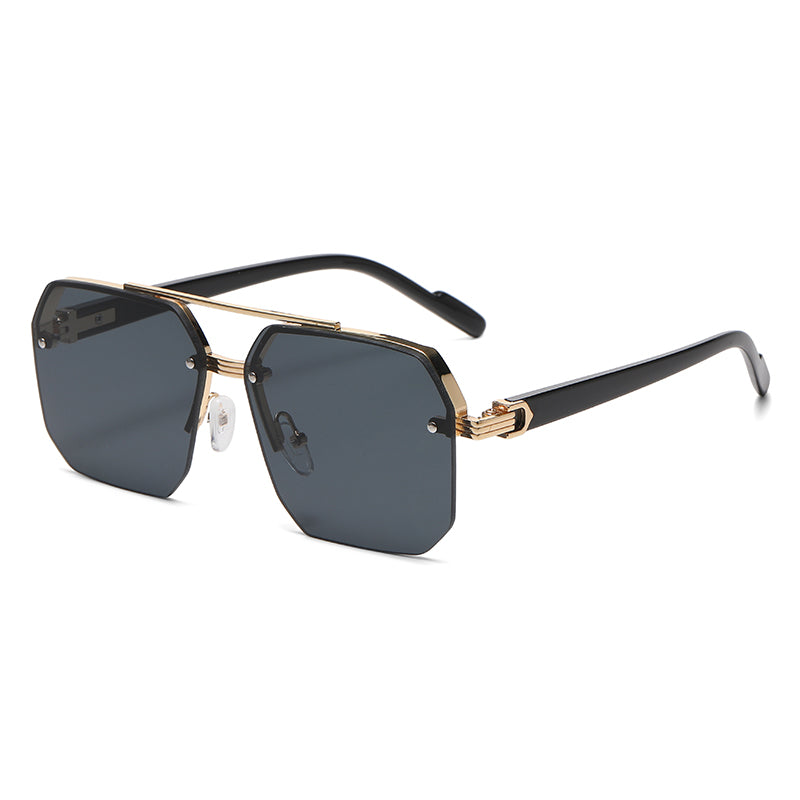 Men's Metal Sunglasses Square Half Frame Rice
