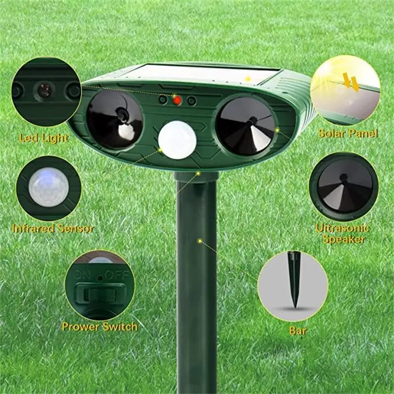 Cat Dog Repellant Solar Powered Rechargeable Garden Waterproof creature Deterrent For Farm Yard
