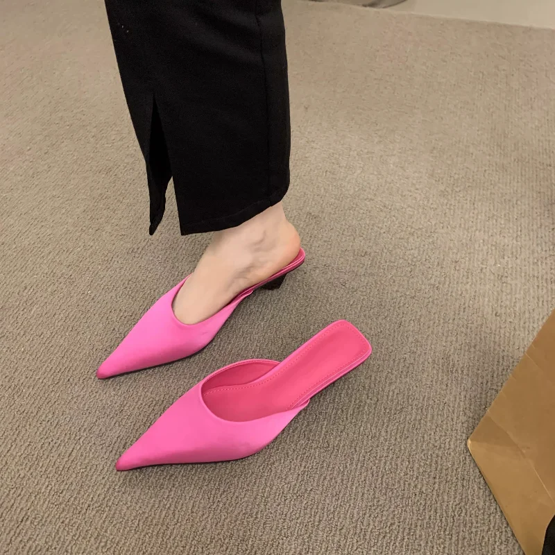 New Luxury Pointed Toe Women Mules Slipper Fashion Candy