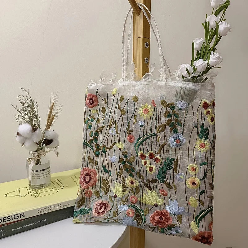 Embroidered Lace Flower Shoulder Bag Women