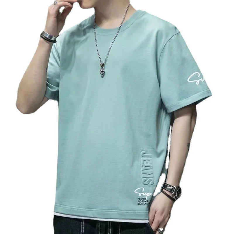 Trendy Summer Thin Youth Short Sleeve T-Shirt Round Neck