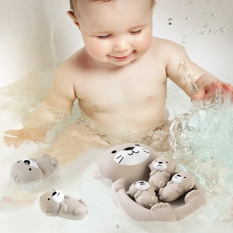Bathtub Toy Set, Bathroom Otter Playing in the Water Floating Animal Toy
