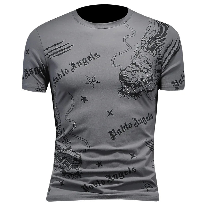 2024 Summer New Men's Short Sleeve Korean Style Slim Fit