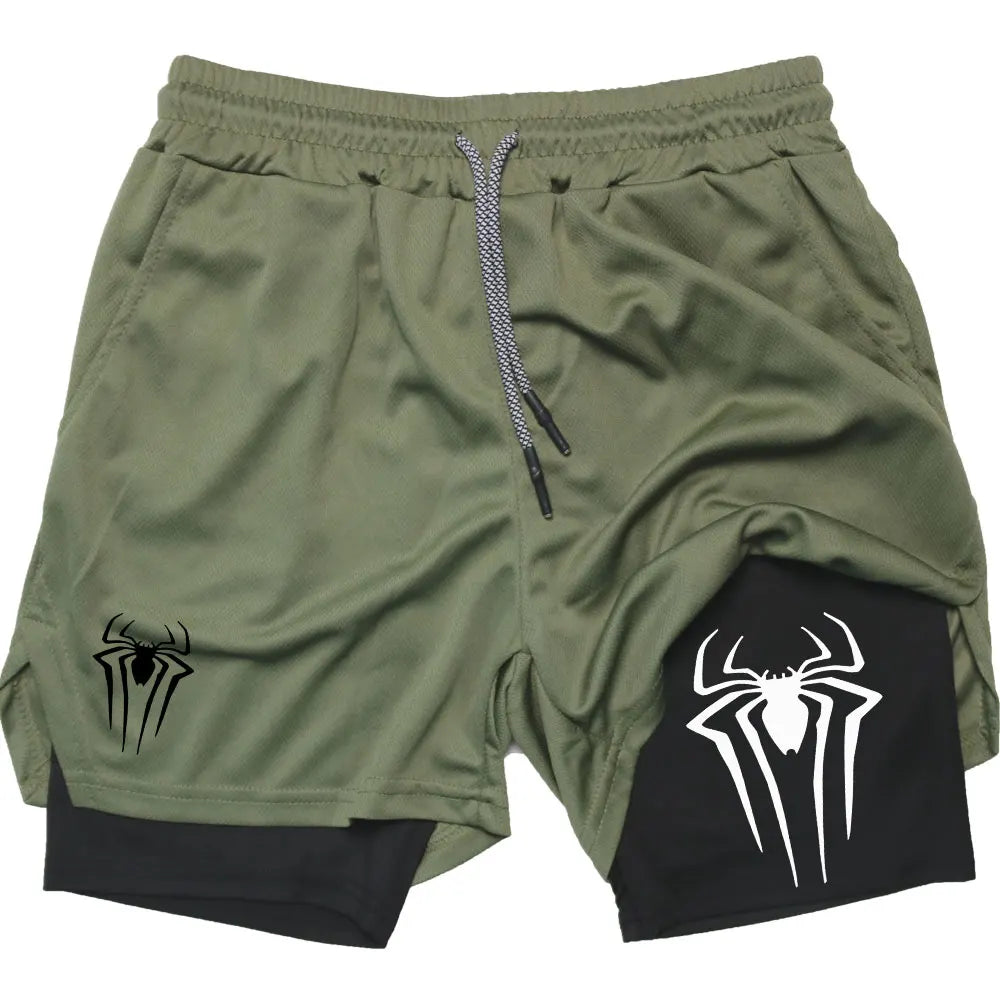 Performance Shorts Men Spider Printed GYM Casual Sports Shorts