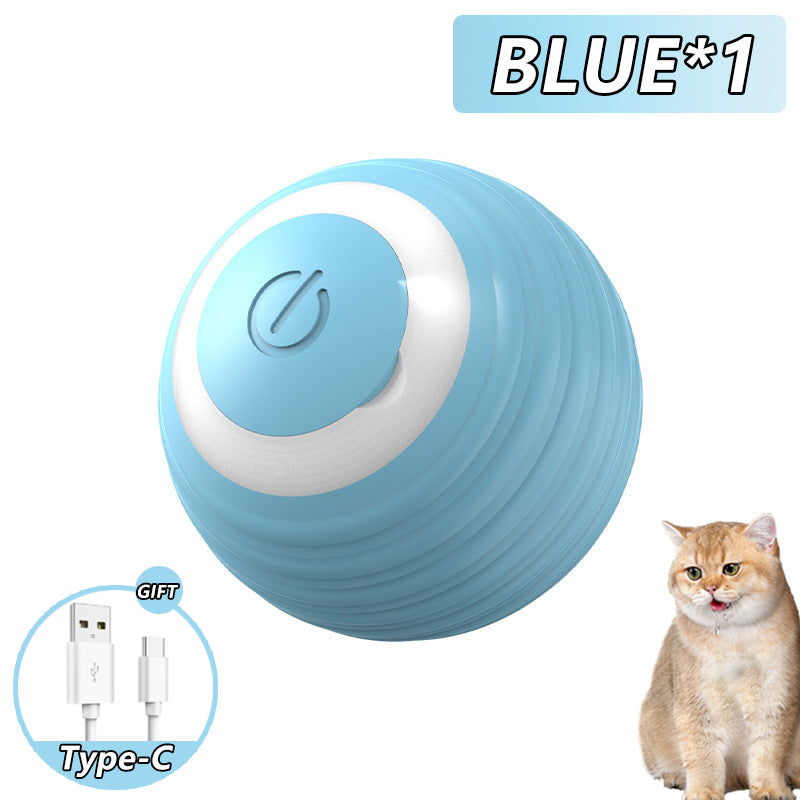 Cat Interactive Ball Toys Automatic Rolling Ball Faux Tail Rechargeable