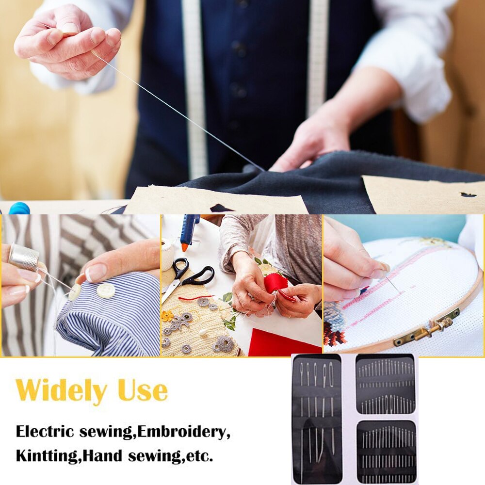 55 Pieces Stainless Steel Big Eye Hand Sewing Needles