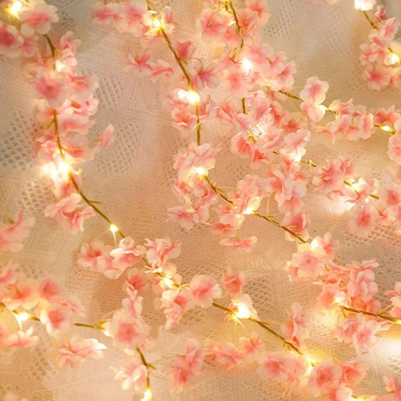 Artificial Pink Cherry Blossom Vine Used For Wedding Bride Decoration