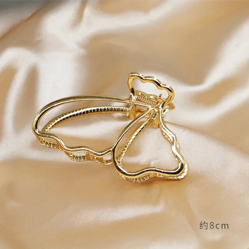 Fashion Simple Gold Hair Claw Clip Butterfly