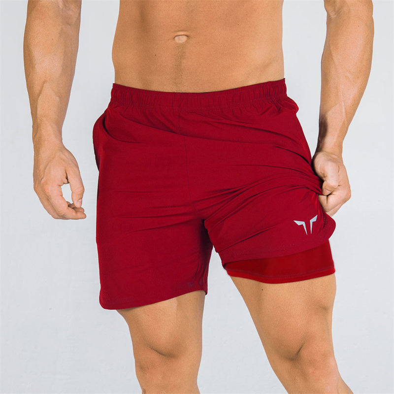 Double-deck fitness sports shorts men summer slim