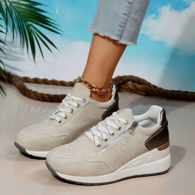 Women Casual Platform Sneakers 2024 Autumn New Lace Up
