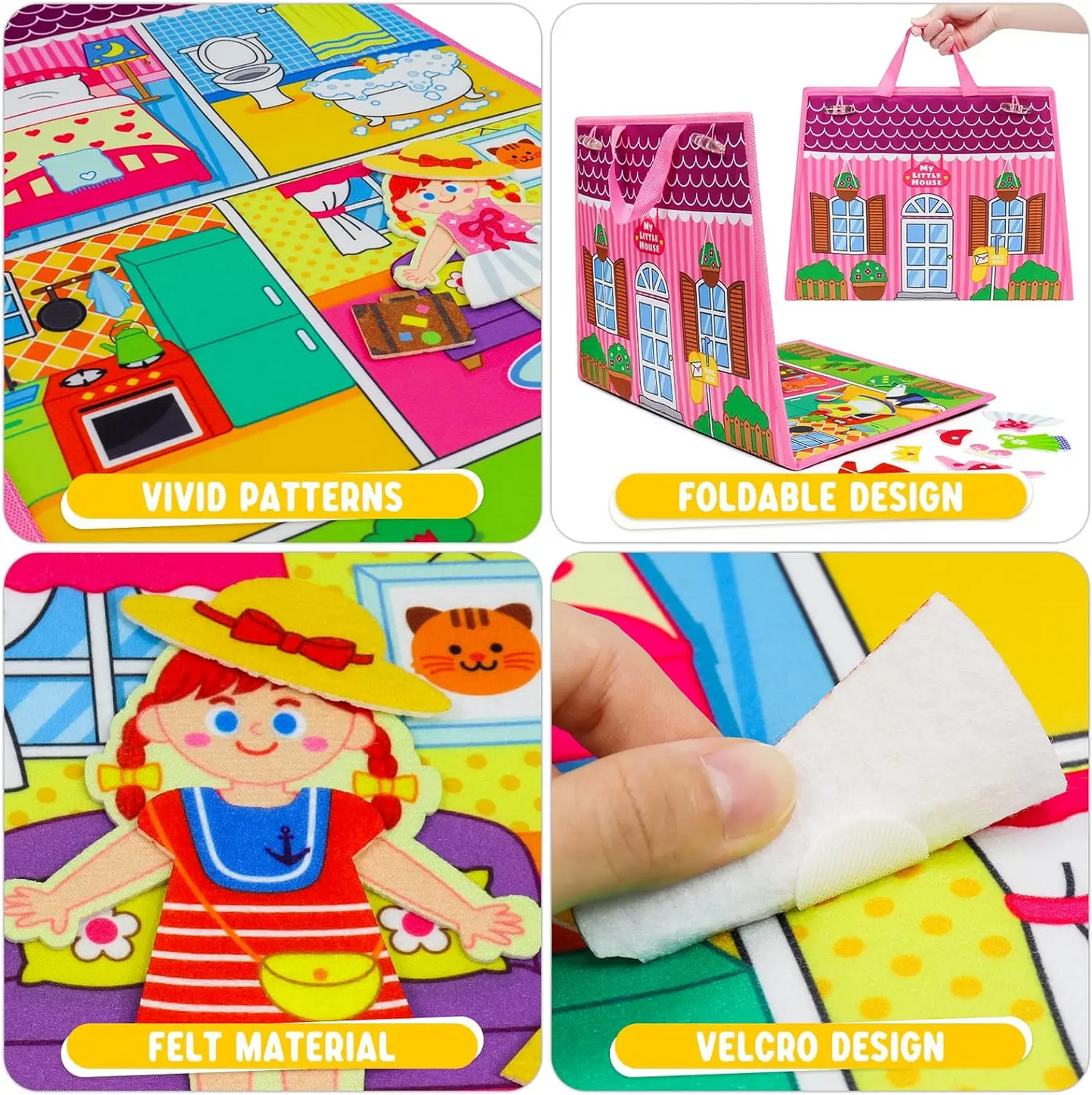 Toddler Dress Up House Busy Board Felt Story Books