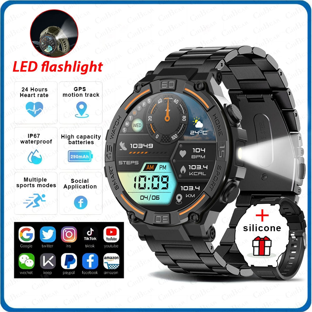 Outdoor Military Rugged Smartwatch Men GPS Sports Fitness Waterproof