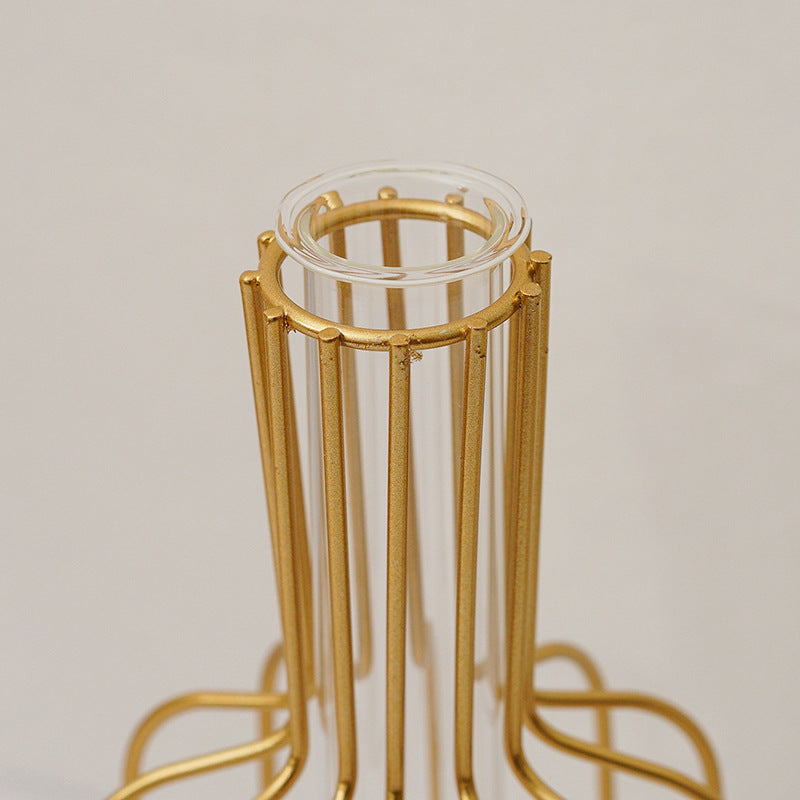 1pc Hollow Out Iron Art Golden Vase