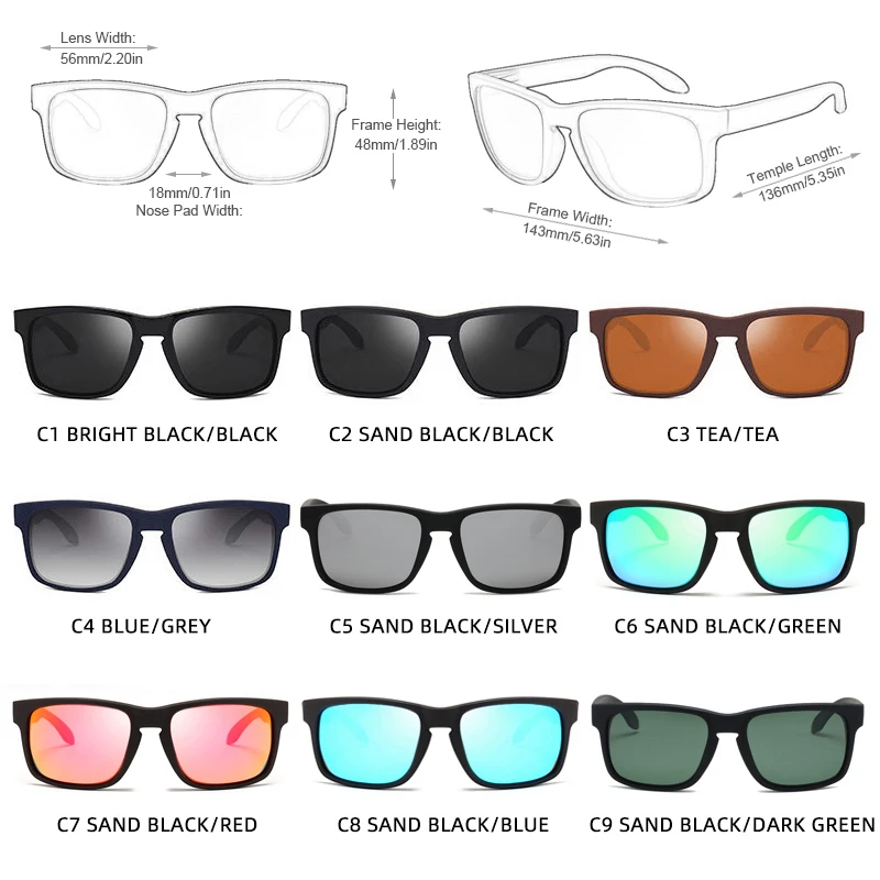 Classic Fashion Square Polarized Sunglasses Men Vintage Plastic Male