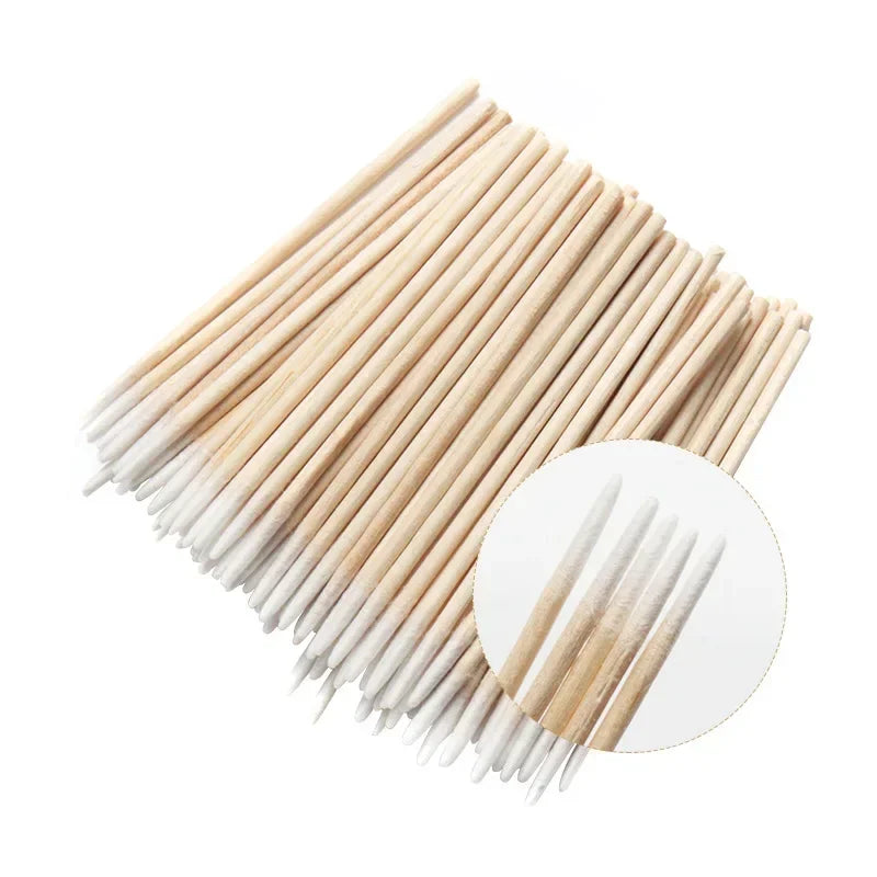 Nails Wood Cotton Swab Clean Sticks