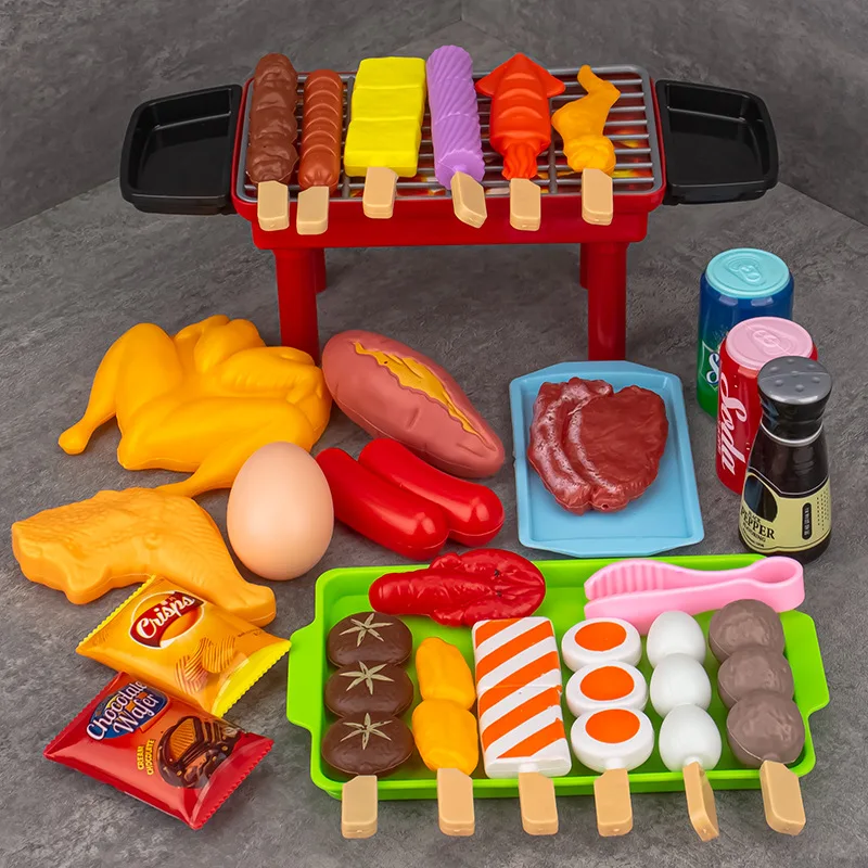 Kids Barbecue Food Set Kitchen Pretend Play Cooking Toys