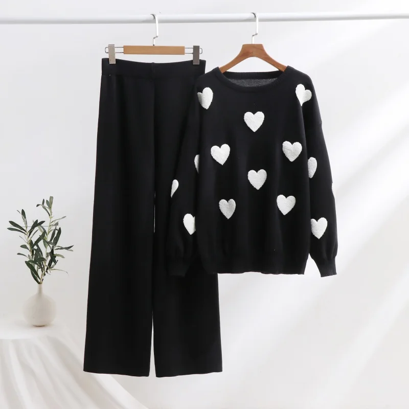 Elegant 2 Piece Knit Pants Set Women