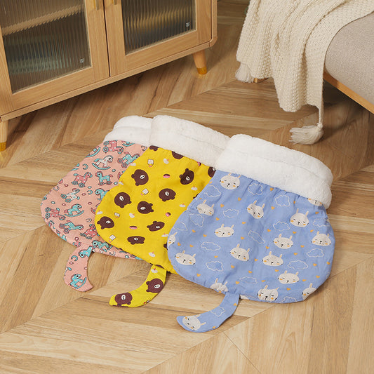 Cat Sleeping Bag Soft Cuddly Fluffy Feel Thickened Pet Pocket Type Quilt Bed