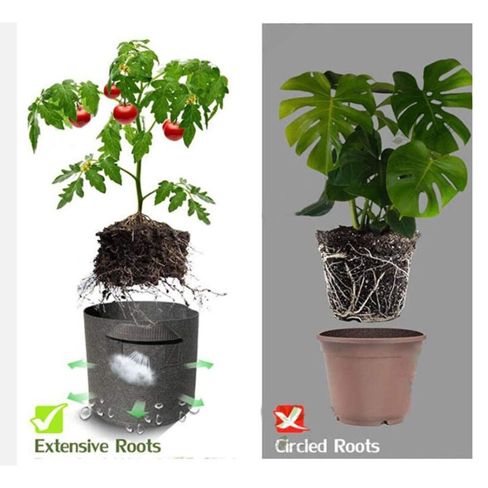 5-Pack Grow Bags/Aeration Fabric Pots with Handles