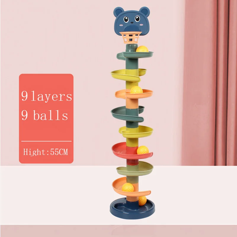 Baby Toy Rotating Rolling Ball Pile Tower Gliding Montessori Educational Toy