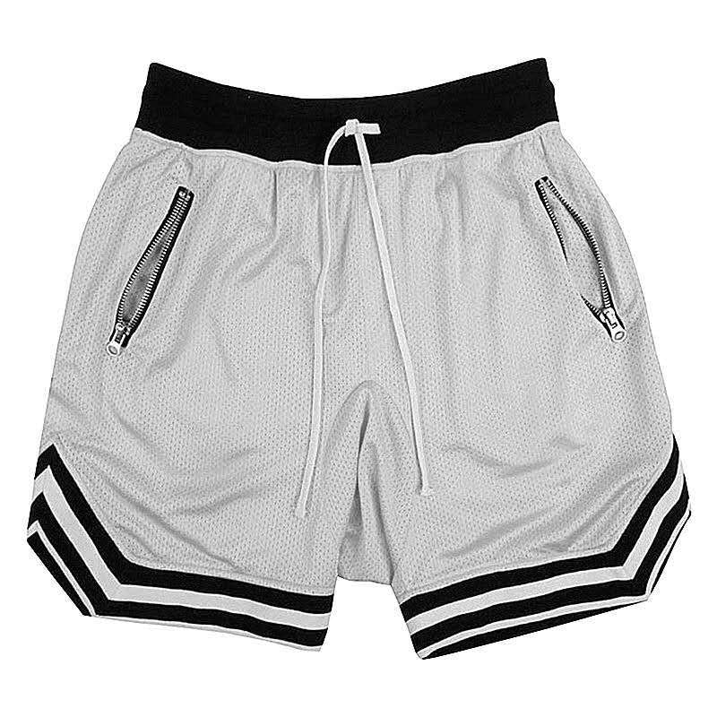 Men's zippered pocket drawstring shorts, sportswear,