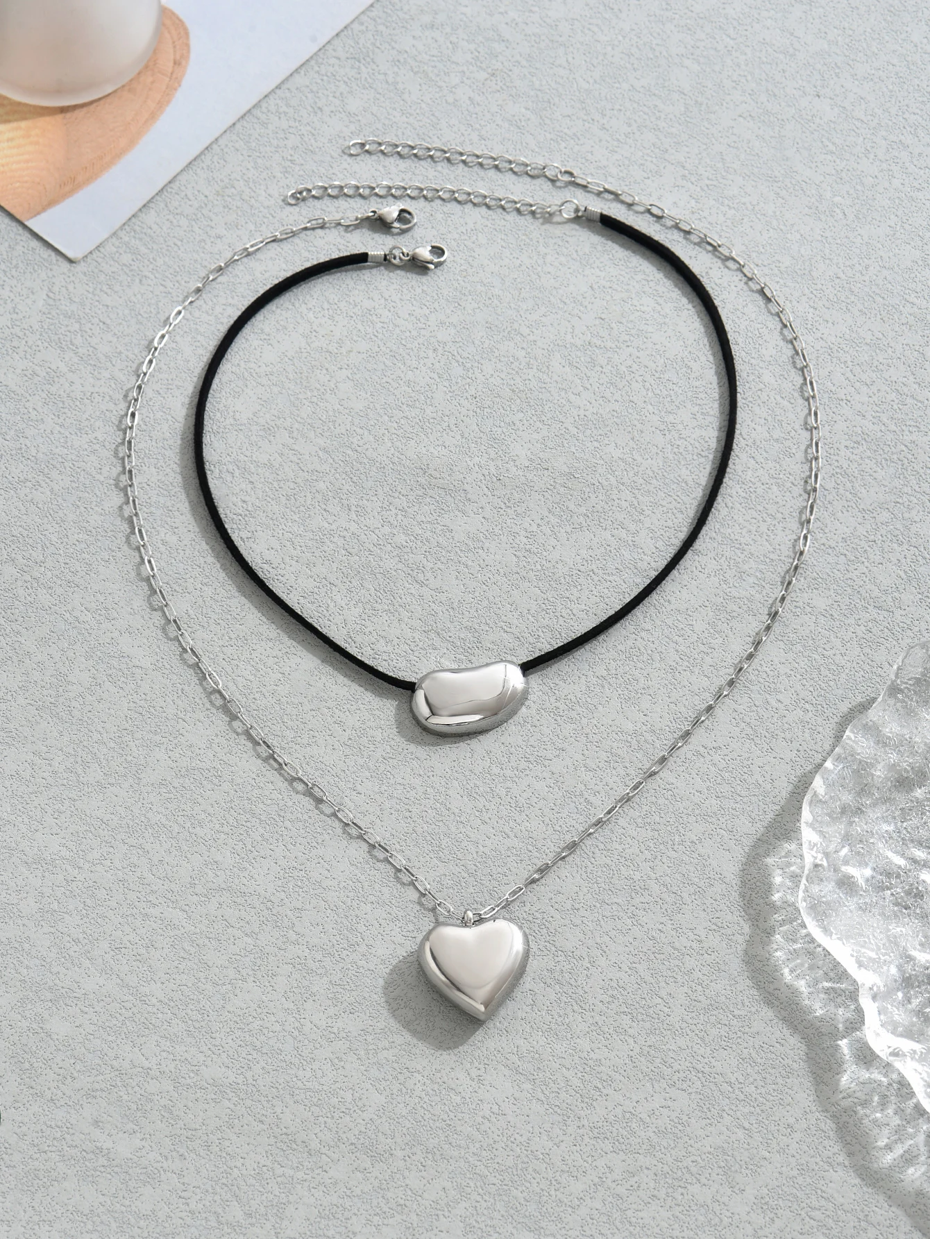 2PCS Fashion Stainless Steel Heart Pendant