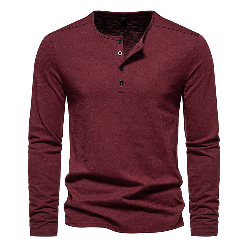Men Long Sleeved T-shirt Cotton Slim Fit Bottoming Shirt Fitness