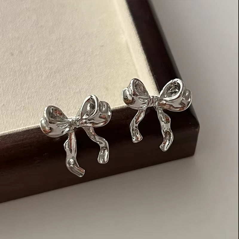 FTCY Vintage Metal Bowknot Earrings For Women