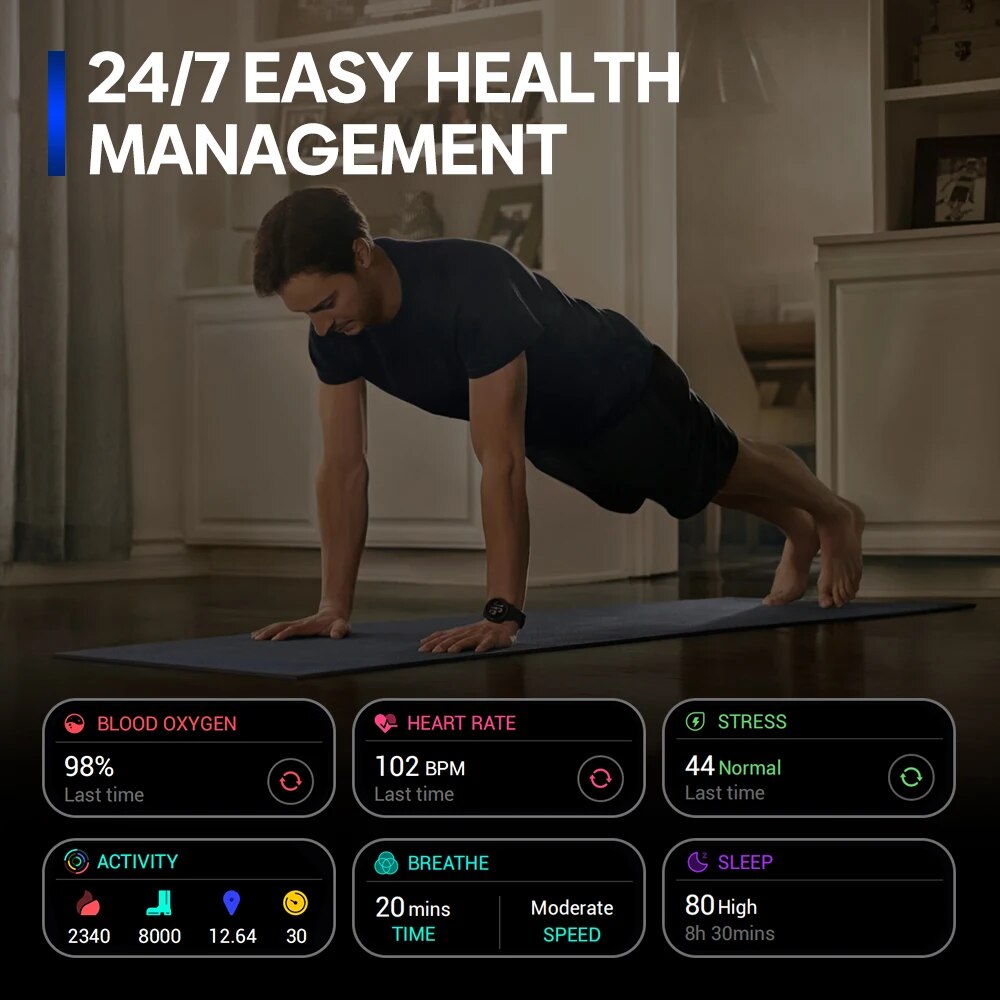 Smart Watch 1.43” HD AMOLED Display Built-in GPS Bluetooth