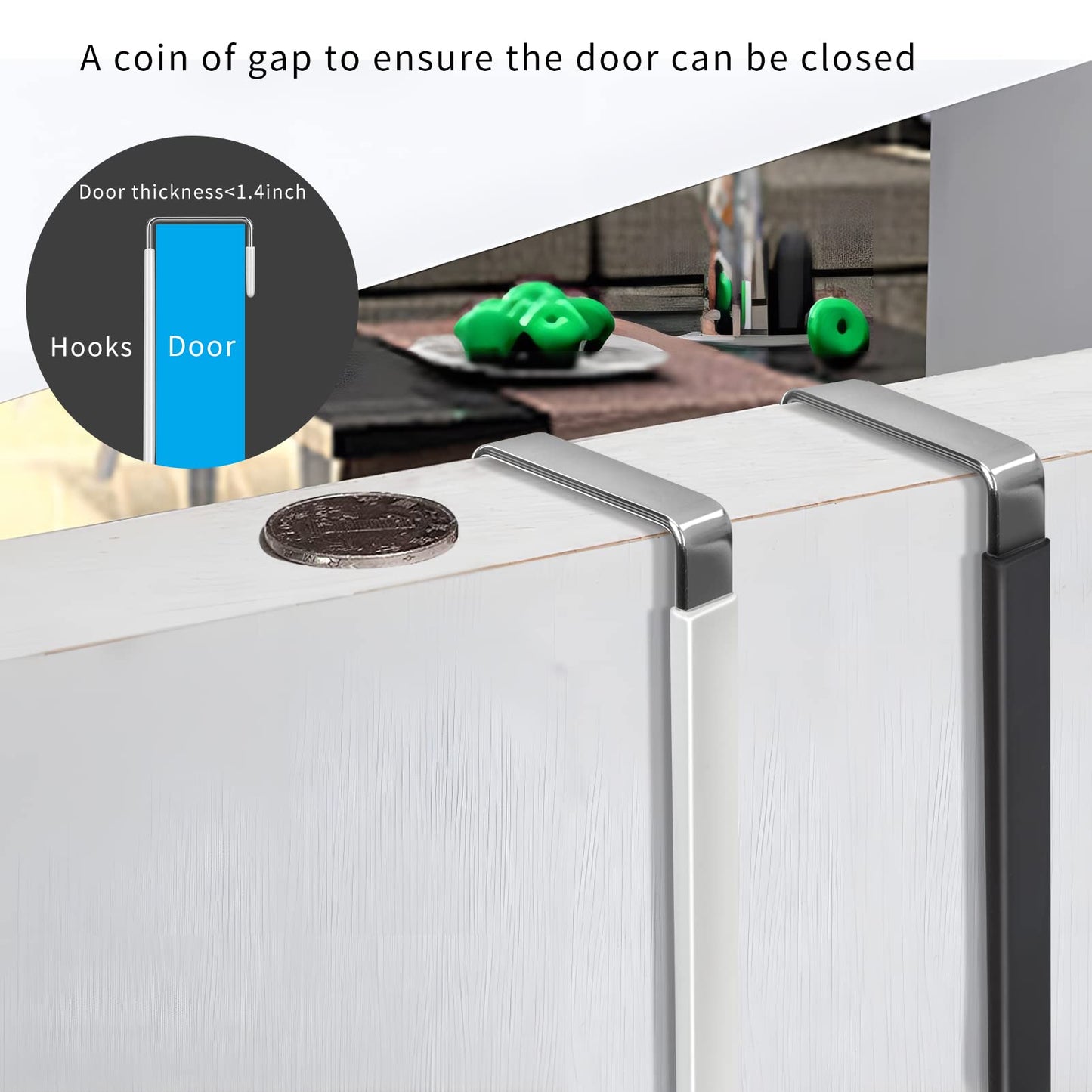 4pcs Door Hangers Hooks with Rubber Organizer Hooks