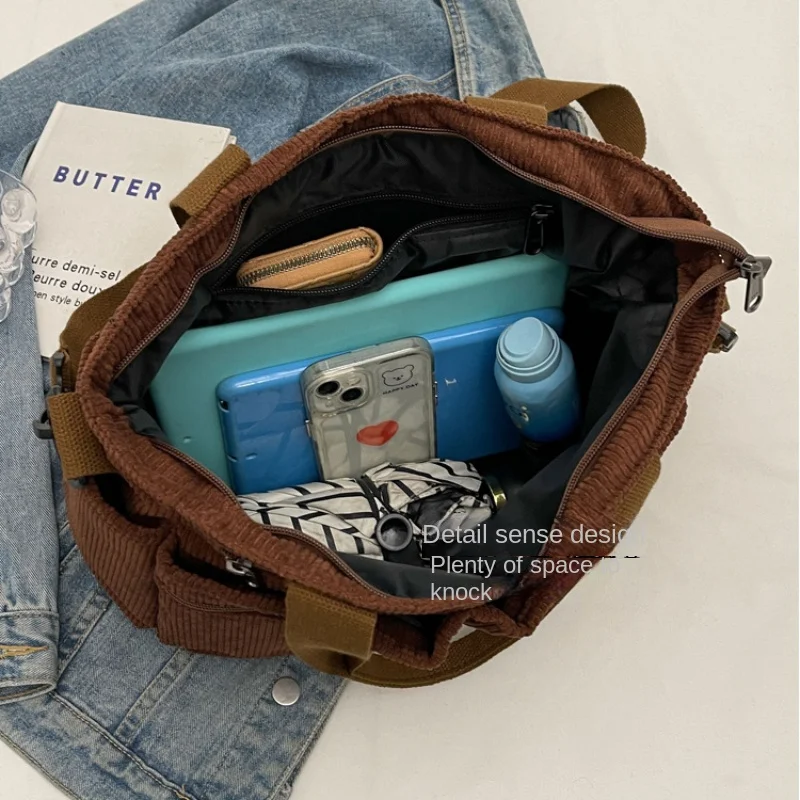 Female Large Capacity Corduroy Tote Bag