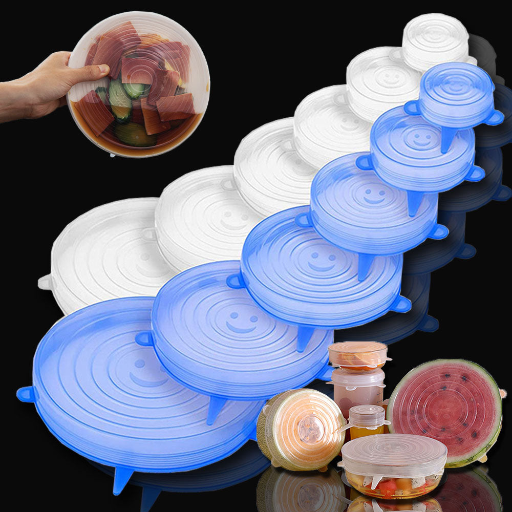 6 PCS Reusable Silicone Covers Caps Adaptable Silicone Lids