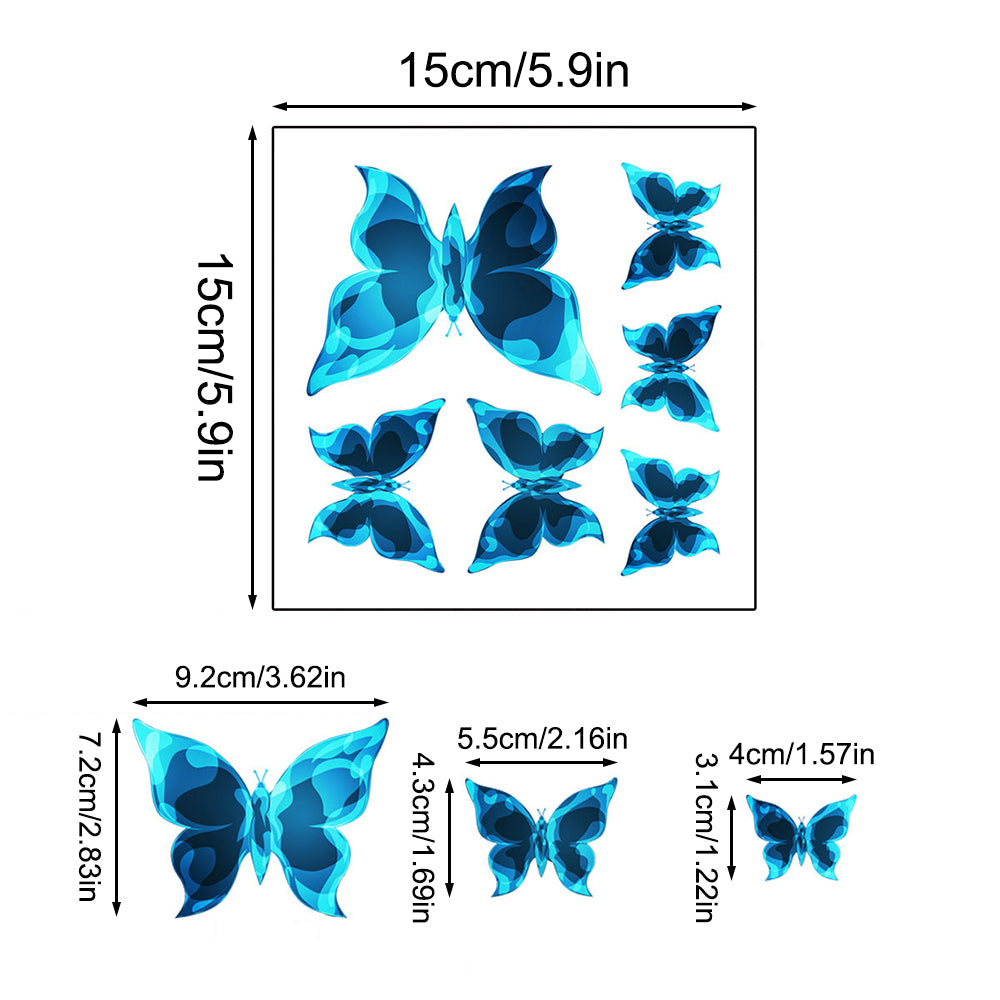 6PCS/Set Blue Luminous Small Butterfly Switch Paste Bedroom