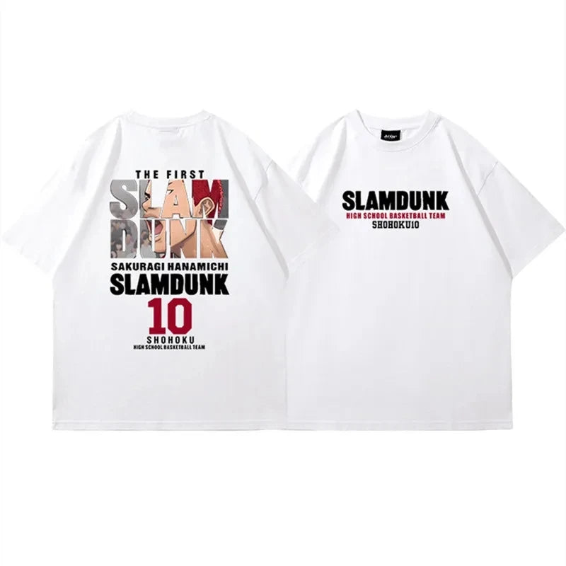 2024 Anime Slam Dunk Print T-Shirt Men's Oversized Japanese