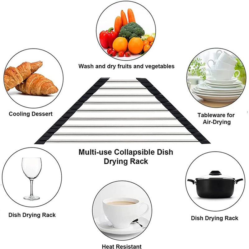 Triangle Roll-Up Dish Drying Rack for Sink Corner