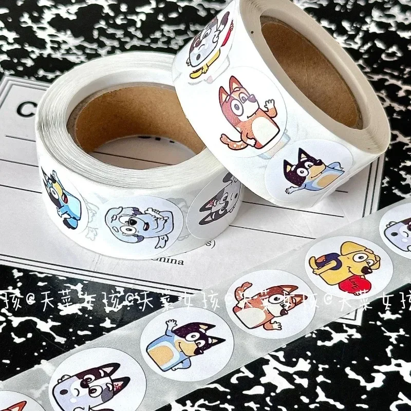 500 Sheets/roll Bluey Bingo Family Stamp Stickers Cute Cartoon Anime Stickers