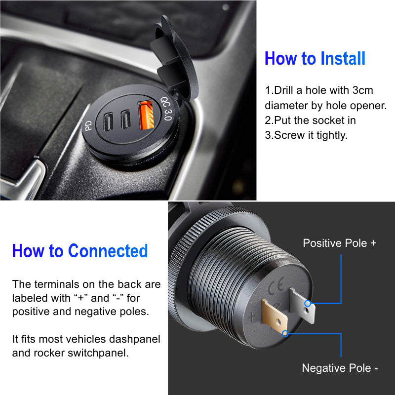 Usb socket in the car Quick Charge PD 3.0 Car Charger 60W
