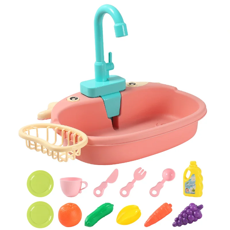 Kids Kitchen Sink Toys Simulation Electric Dishwasher Mini