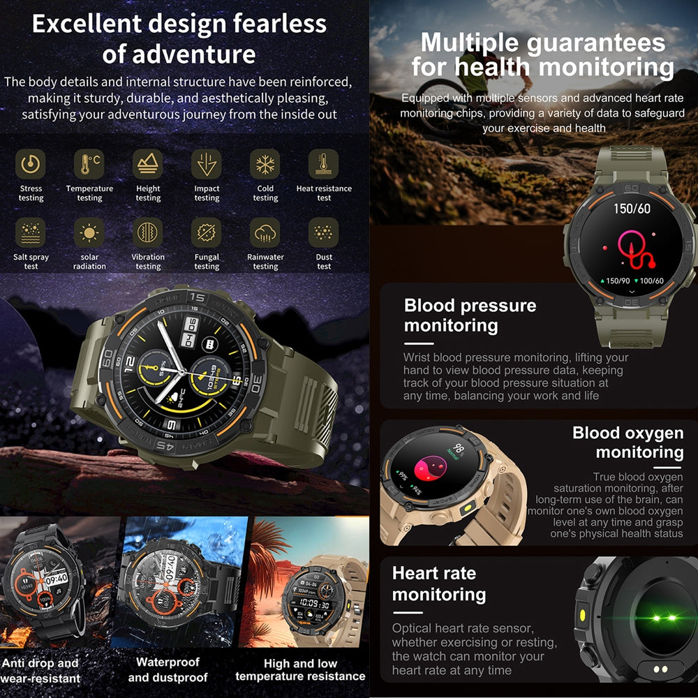 Outdoor Military Rugged Smartwatch Men GPS Sports Fitness Waterproof