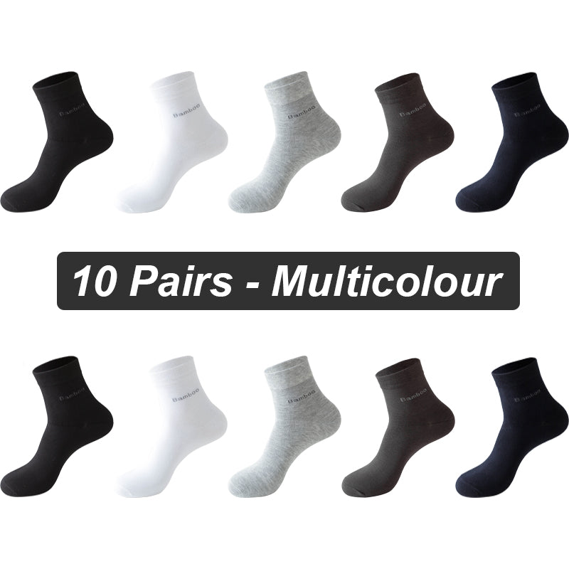 10Pairs Bamboo Fiber Socks Men Casual Business